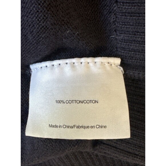 Tory Burch Size M 100% Cotton Navy Blue V-Neck Cardigan Large Gold Logo Buttons - Picture 4 of 9
